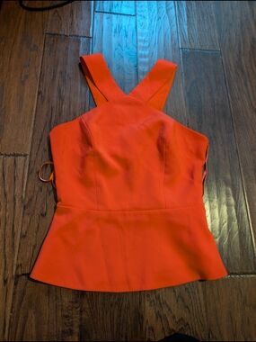 BCBGMaxAzria Orange Peplum Crossback Camisole